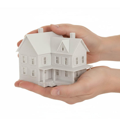 HO Scale Model Blank Village Two-Story House Kit Unassembled Christmas Building for Model Railroad (JZHO6871JJ)