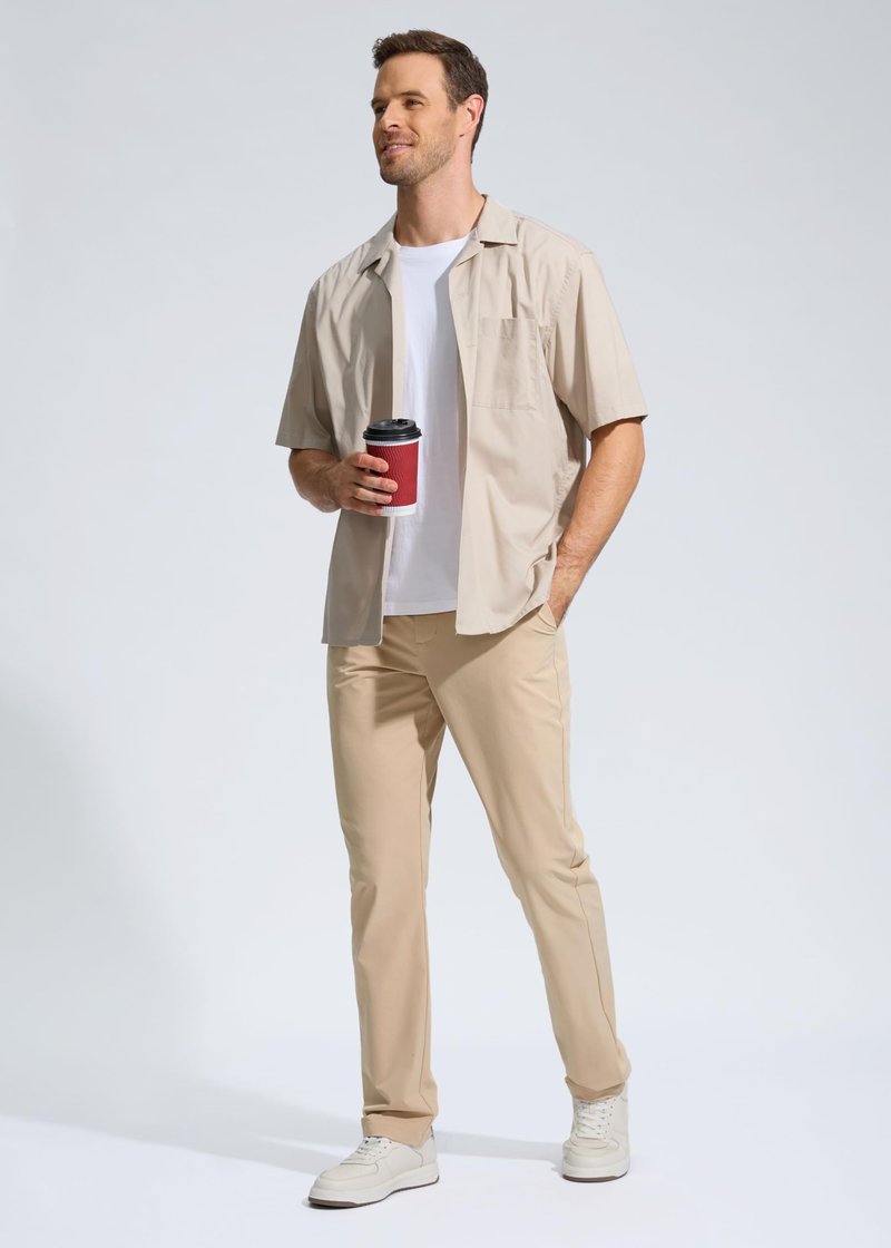 Pudolla Men's Golf Pants Mens Dress Slacks Pants Stretch Work Comfy Pants 34 Quick Dry Casual Trousers with Pockets(Khaki 36Wx34L)