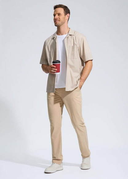 Pudolla Men's Golf Pants Mens Dress Slacks Pants Stretch Work Comfy Pants 34 Quick Dry Casual Trousers with Pockets(Khaki 36Wx34L)