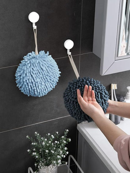 Sophie & Panda Fuzzy Ball Towel Light and Dark Blue