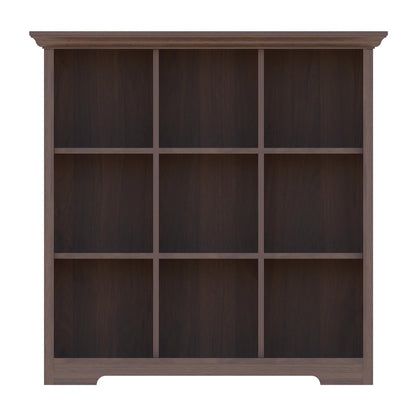 OSCHF Cube Shelf Bookcase with Base - Wooden 3 Tiers Floor Standing Low Storage Cabinet for Home and Office, 9-Cube Lattice Bookshelf, Walnut