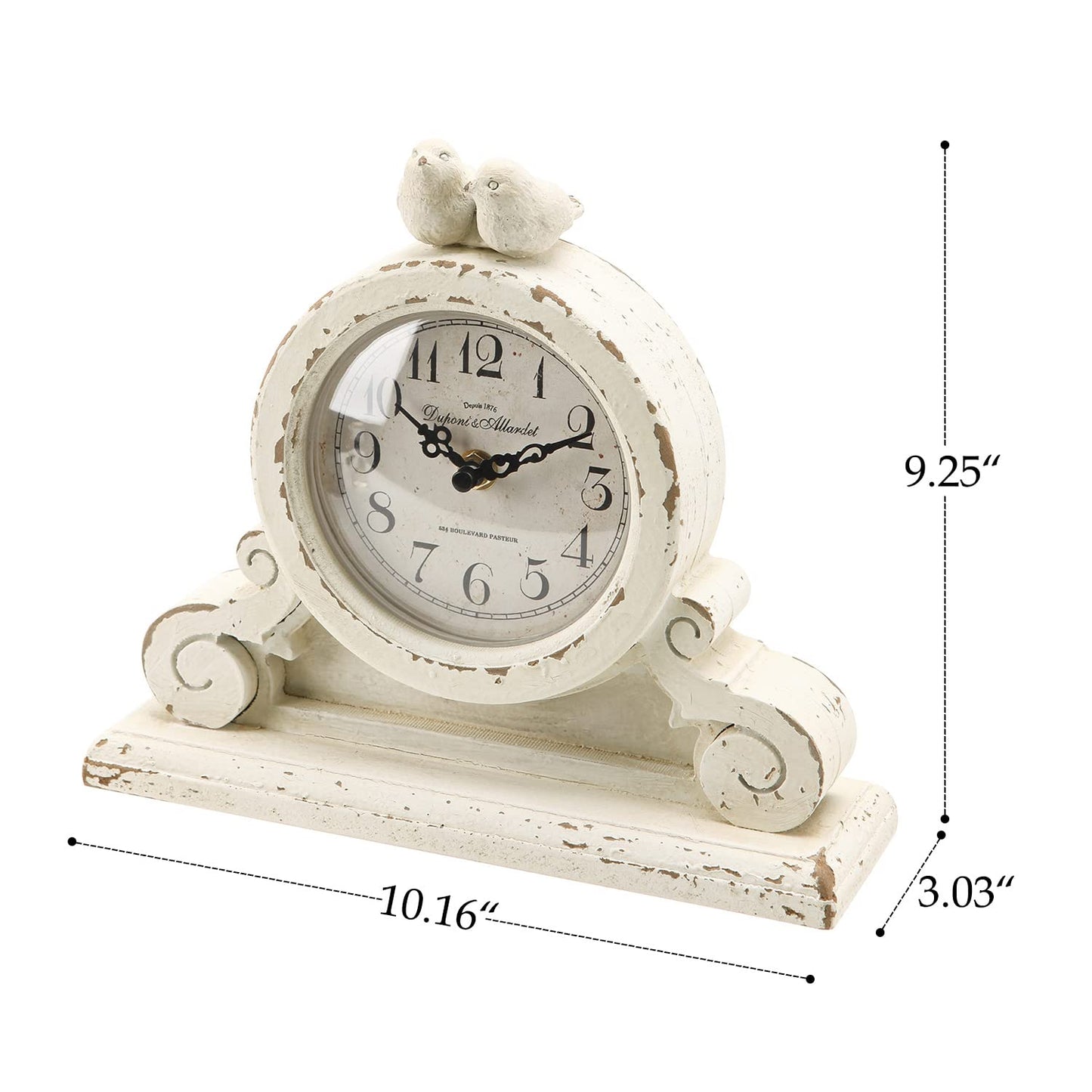 NIKKY HOME Vintage Bird Mantel Clock, Shabby Chic Wooden Table Clock