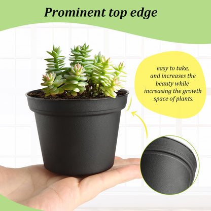 RooTrimmer 160 Pack 3 Inch Black Nursery Pots - Plastic Seedling, Seed Starter, Germination Pots with Drainage for Plants, Succulents, Flowers, Transplanting