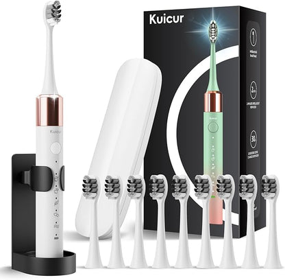 Electric Toothbrush, 10 Brush Heads & Travel Case, 000 VPM Electric Motor & USB
