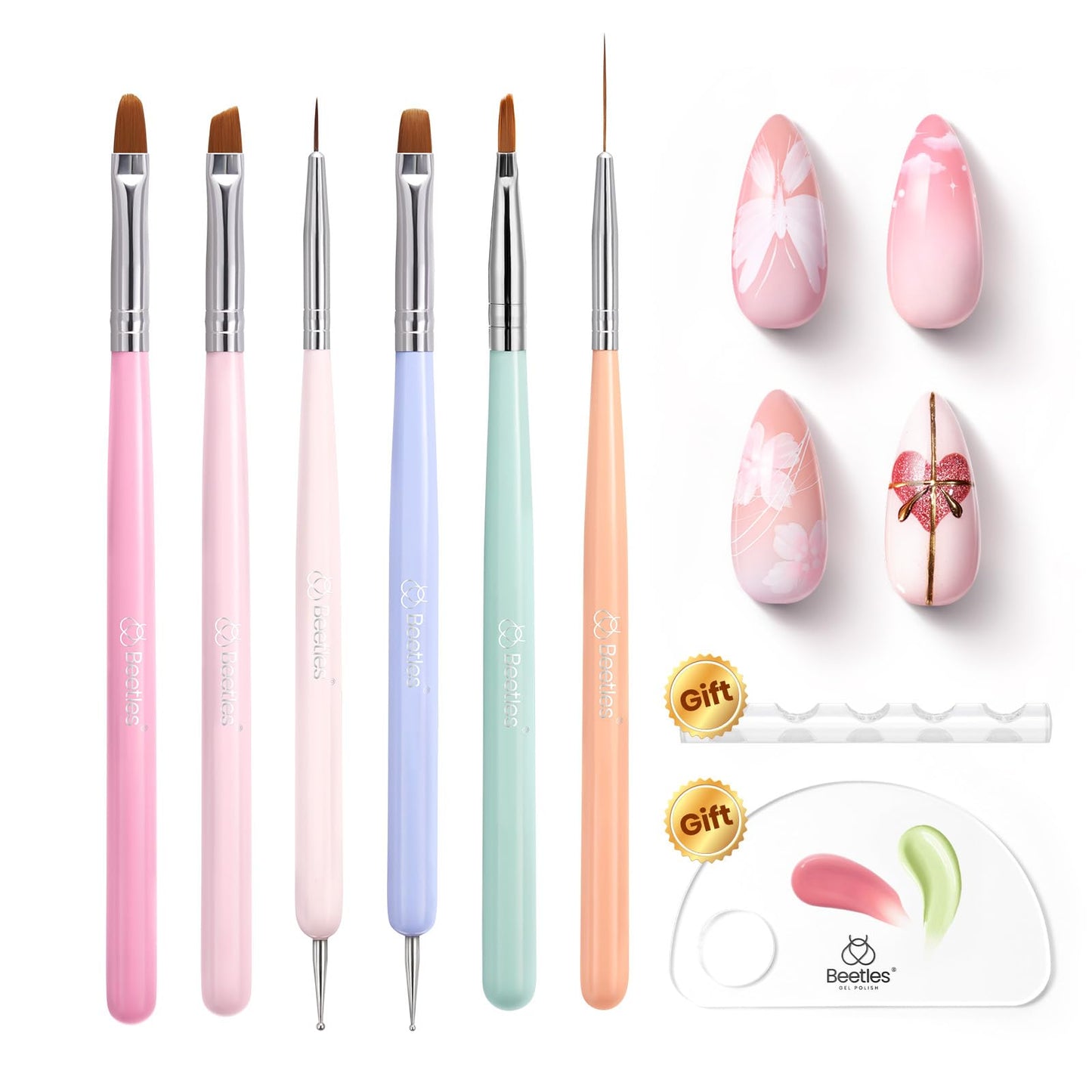 Beetles 31pcs Nail Art Brushes, Dotting Tools, Nail Art Pens, Dust Brush, Striping Liner Fingernail Drawing Pens with Palette Holder All in One for Starter Manicure Design Set