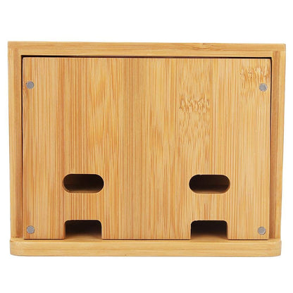 Oumefar Bamboo Multi-Device Stand Holder Charging Station Phone Tablet Charger Organizer 4 in 1 Charging Station for Multiple Devices for Meeting Rooms Restaurants Hotels and Homes
