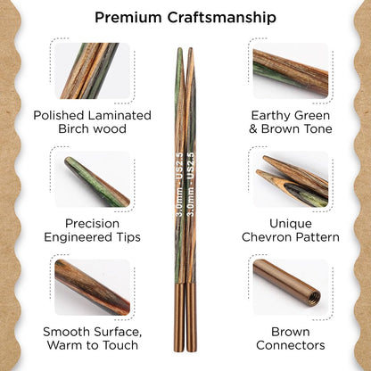 Knitter’s Pride Terra Mini Interchangeable Needle Set 2"" (5cm) – 8 US Sizes (2.5 to 10)