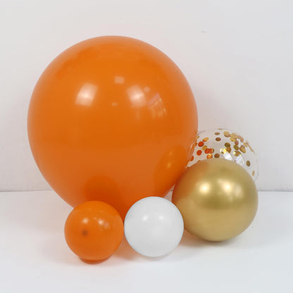 Orange and Gold Confetti Balloon Garland Arch Kit 164pcs Orange Chrome Gold White Balloons for Birthday Thanksgiving Wedding Decoration Baby Shower Decorations Birthday Party Decorations