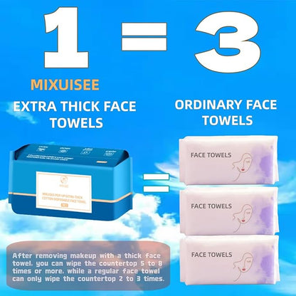 Disposable face towel, MIXUISEE thick and soft face towels, 100% cotton face