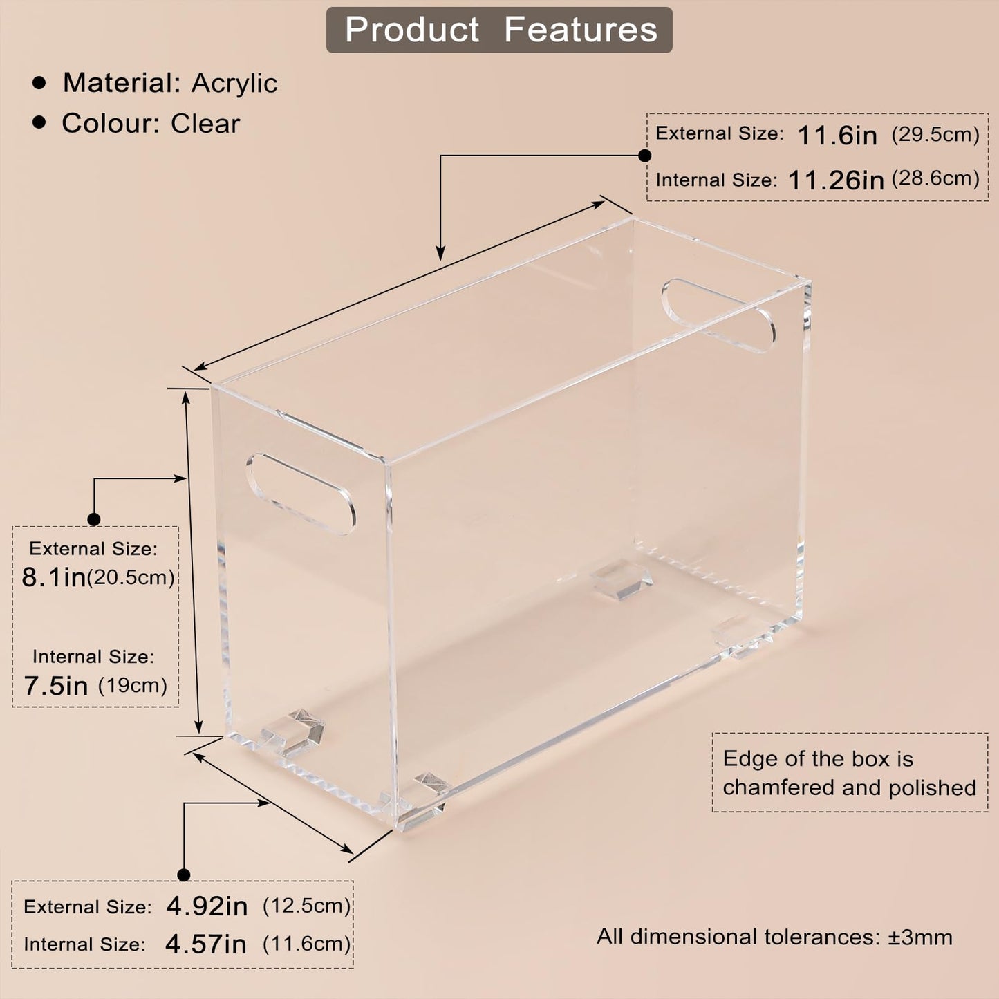 XOHYW Crystal Clear Acrylic Magazine Holder,Space Saving Magazine Rack, Book Basket, Storage Organizer Bin for Living Room, Bathroom, Home Office, Newspapers