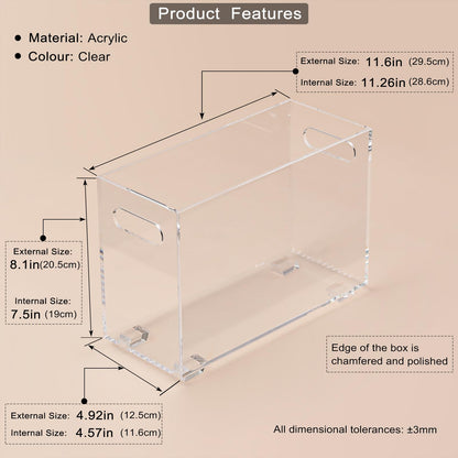 XOHYW Crystal Clear Acrylic Magazine Holder,Space Saving Magazine Rack, Book Basket, Storage Organizer Bin for Living Room, Bathroom, Home Office, Newspapers