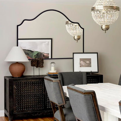Chende Large Black Mirror, 47'' x 32'' Arched Mirror with Wooden Frame, Modern Decorative Wall Mirror for Living Room, Fireplace, Entryway
