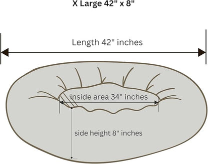 Organic Cotton Canvas Dog Bed: Removable Cover, Natural Fill - Made in USA (Cow Print Black White, X Large 42" x 8" inches)