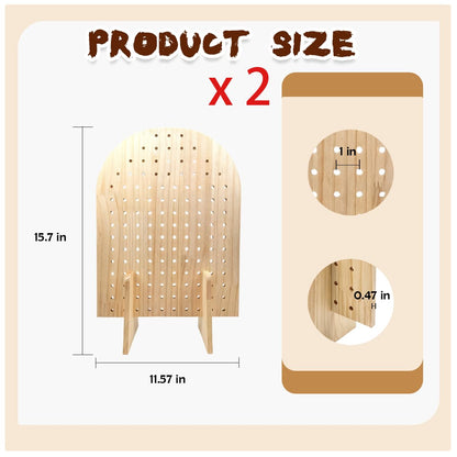 SMUVSMU 2 Pcs Wooden Pegboard Display Stand for Jewelry Keychains 25 Dowel Rods Accessories Rack, Earrings Organizer with Oval Pegboard Design for Craft Shows,Boutique Retail,Vendor Displays