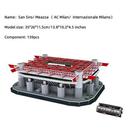 Classic Football Stadium Puzzle,3D Puzzle Soccer Club Venues,3D Paper Model Building Puzzle Kit, Soccer Stadium Souvenir Gift,Handmade Puzzle Ornaments，Cardboard Model (San Siro/Meazza)