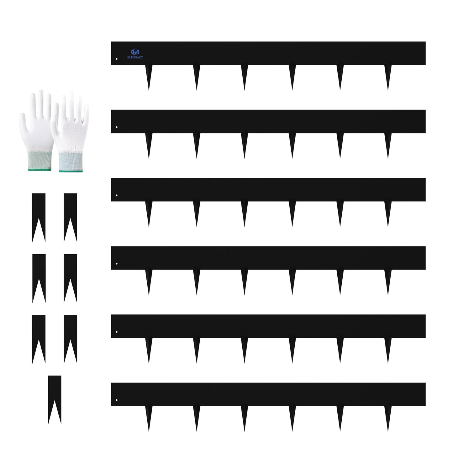 20ft.Metal Landscape Edging 6 Pack 6 inch,Steel Garden Edging with a Pair of Gloves and 7 Stakes, Galvanized Steel Landscape Edging for Fence, Yard Pathway, Flower Beds (40" L x 6" H Each, Black)