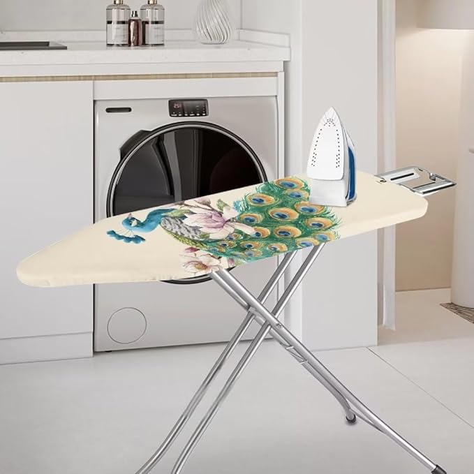 Durable Iron Board Cover Non Stick Scorch Easy-Fit Peacock Ironing Board Cover