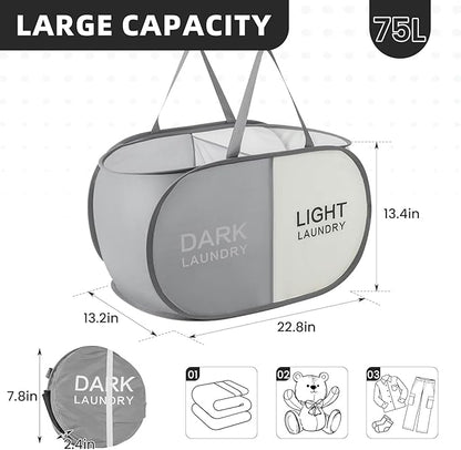 TECHMILLY Collapsible Laundry Basket Durable Pop Up Hamper