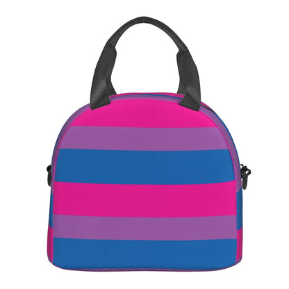 RISOIU Bisexual Pride Flag Lunch Box Insulated Lunch Bag Portable Zipper Cooler Tote Bag Adult Bento Box for Women Men Reusable Meal Organizer with Adjustable Strap for Work Office Picnic Travel