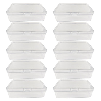 LJY 10-Pack Clear Plastic Storage Boxes, 4.9x3.4x1.4 in Organizer Containers with Lids, Stackable Small Parts Organizer for Jewelry, Beads, Crafts, Office Supplies, Hardware Storage Case Plastic Case