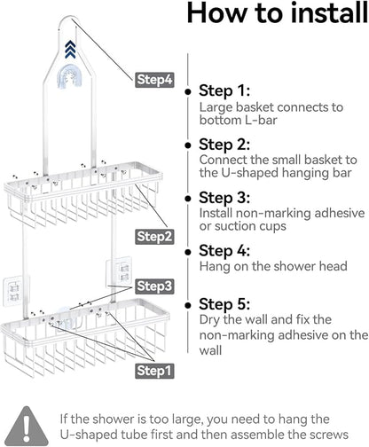 YASONIC Shower Caddy Hanging, Never Rust Shower Organizer Hanging, Aluminum