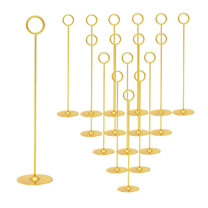 Urban Deco 16PK Gold Table Number Holders Place Card Holders 12 Inch Table Card Holders Steel Card Holders for Photos, Food Signs, Memo Notes, Weddings, Restaurants, Birthdays