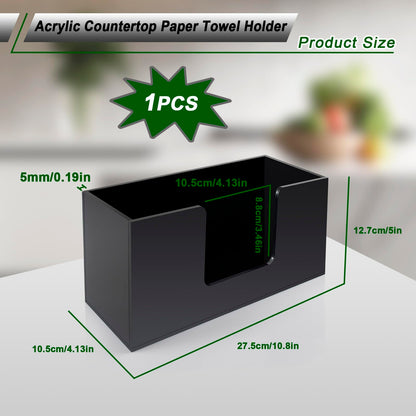 Paper Towel Holder Countertop, Black Acrylic Bathroom Napkin Holder, 1 Pack