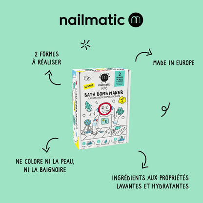 Nailmatic Cosmos DIY Bath Bomb Kit - Bath Bomb Making Kit for Kids, Make Your Own Bath Bombs, Includes Saucer & Rocket Molds, Vegan, Preservative Free, Ages 7+