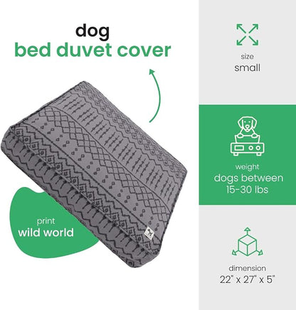 Molly Mutt Wild World Dog Bed Duvet Cover, 100% Cotton Canvas Cover for Dog, Puppy, or Cat Bed, Durable, Washable, and Free of Harmful Chemicals, Small, 22"x27"x5"