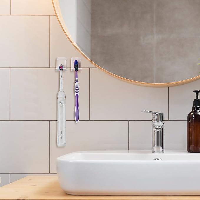4 PCS Toothbrush Holder Wall Mounted