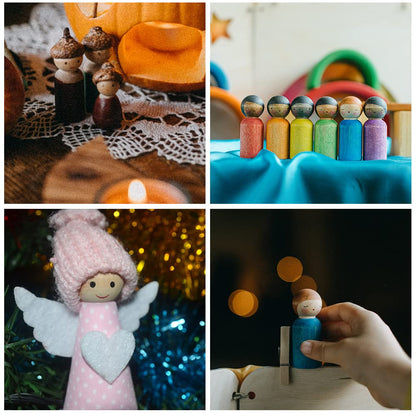 NODG 50 Unfinished Wooden Peg Dolls - Suitable for Children's DIY Crafts, Painting, Games, Home Decorations