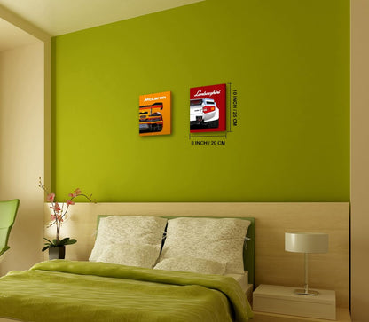 Modern Car Posters Classic Supercar Wall Art Prints, Cool Racing Ferrari Lamborghini McLaren Pagani Canvas Posters for Man Cave Boys Room Wall Decor, Sports Car Art Prints, Set of 4 (8"x10" Unframed)