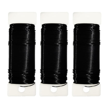 114 Yards 22-Gauge Black Floral Metal Wire: Flexible Paddle Wire for Flower Arrangements, Crafts, Christmas Wreaths, Trees & Garlands