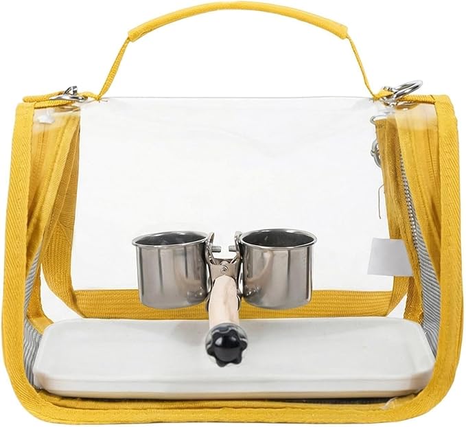 Generic Bird Travel Carrier Lightweight Bird Backpack with Perch Bird Travel Cage for Parakeet Cockatiel Conure Outdoor Travel Camping and Vacation. (Yellow)