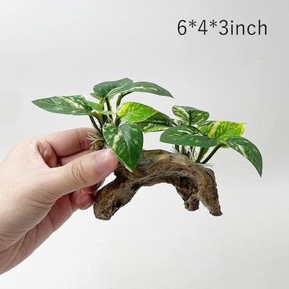 Fish Tank Decorations Aquarium Decor Ornaments Betta Silk Leaf pad Hammock Artifical Driftwood cave Goldfish Bowl Accessories (Type-C)