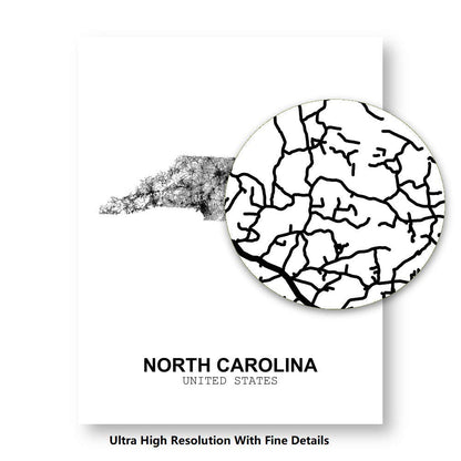 Eleville 8X10 Unframed North Carolina United States Country View Abstract Road Modern Map Art Print Poster Wall Office Home Decor Minimalist Line Art Hometown Housewarming wgn189
