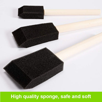 conda 50 Pack 0.5"-2" Different Size Assorted Foam Brush Set Wood Handle Paint Brush Set- Lightweight, Durable, Great for Acrylics, Stains, Varnishes