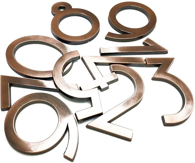 10 Pack Mailbox Numbers 0-9, 2.76 Inch High, Door Address Numbers Stickers for Apartment, House, Room, Office, Cars, Trucks, Bronze Plating Process Number Sign