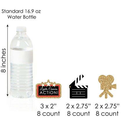 Big Dot of Happiness Red Carpet - Cupcake Decoration - Movie Night Party Cupcake Wrappers and Treat Picks Kit - Set of 24