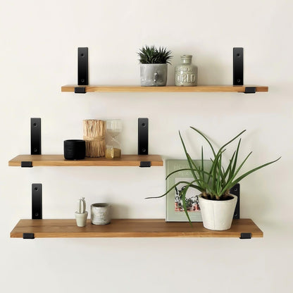 12 inch Shelf Brackets for DIY Floating Shelf, 1/5 inch Thick Heavy Duty Floating Shelf Bracket, Fit for Home, Kitchen, Bathroom, Garage, Living Room, 6-Pack Black, 11.25” x 6” x 1.5”
