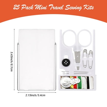 25 Boxes Mini Travel Sewing Kit Quick Fix Sewing Kits Bulk Basic Portable Pre Threaded Needle Emergency Repair Tool for Christmas Gifts Beginner Traveler Home Hotel (White)