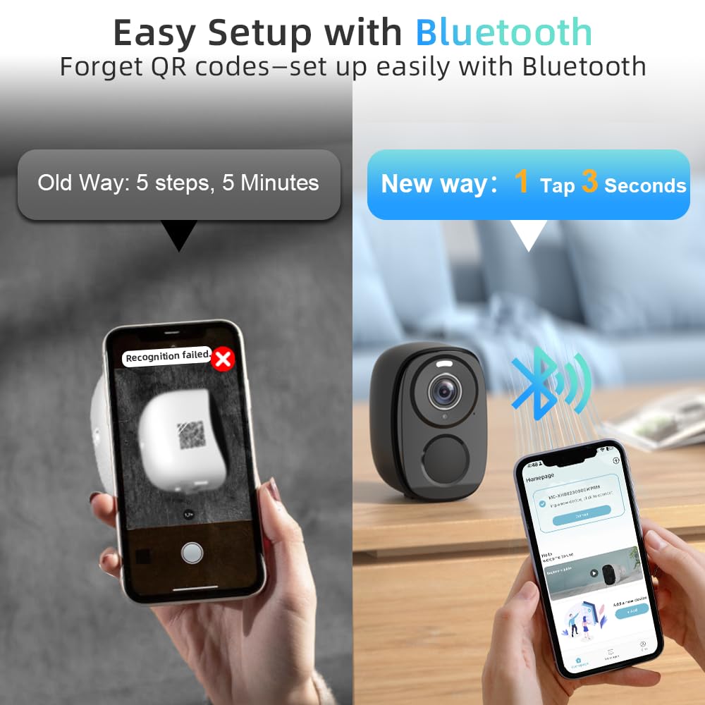 Rraycom 4Pack 5G/2.4G Security Cameras Wireless Outdoor,2K Battery Powered AI Motion Detection Siren Alarm WiFi Home Indoor Camera, Color Night Vision, 2-Way Talk, Waterproof, Works w/Alexa, Cloud/SD
