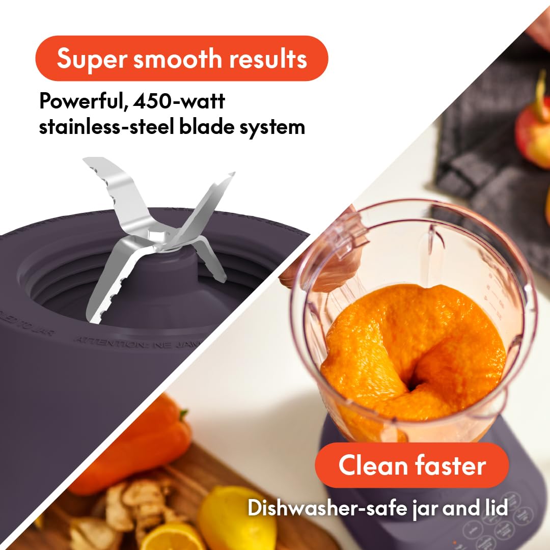 bella 10 Speed Countertop Blender, Juicer & Smoothie Maker, Fits-anywhere™ Kitchenware, Slim Flip & Store Design, Dishwasher Safe 48oz Capacity Pitcher & Lid, Stainless Steel Blade, 450 Watt, Oatmilk