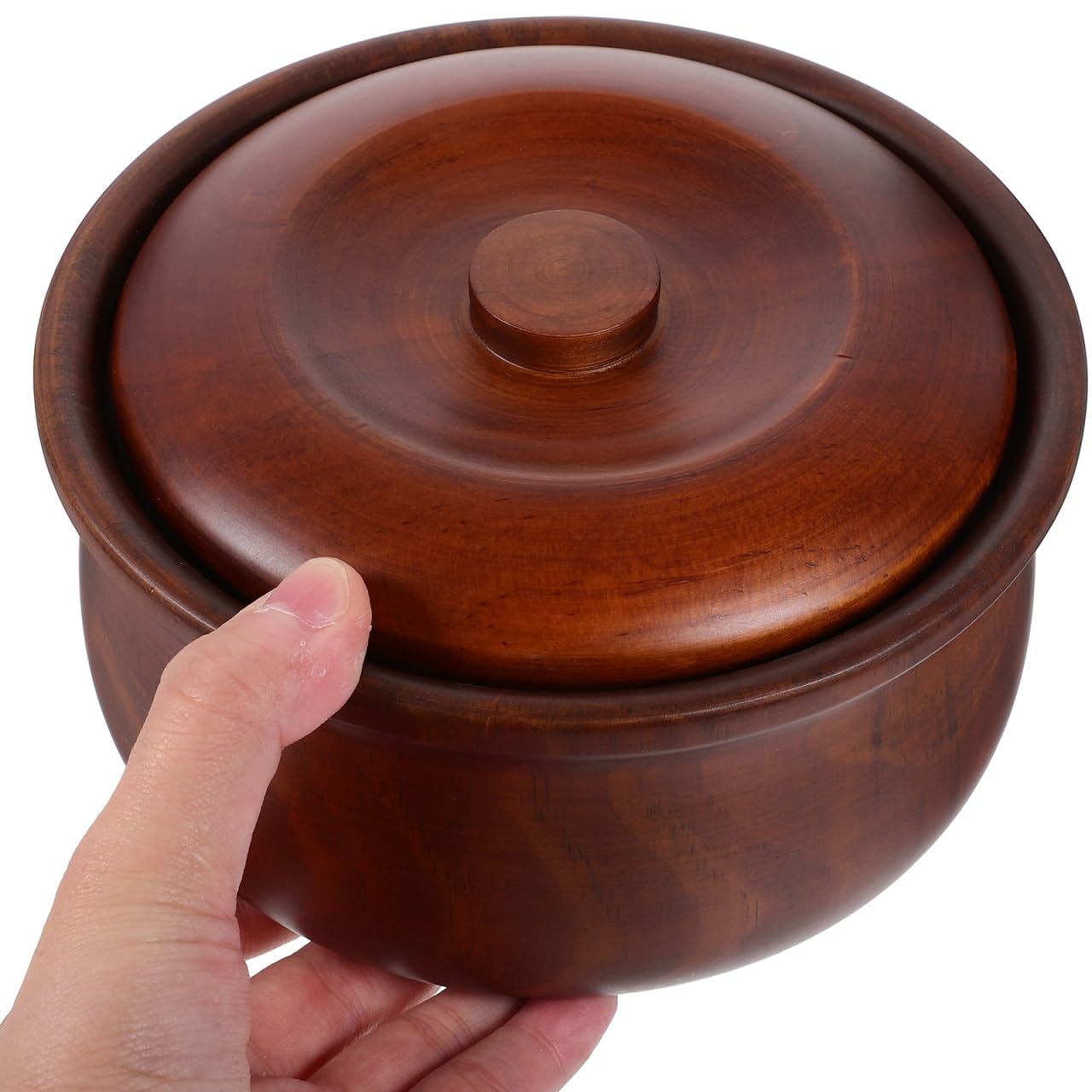 BESPORTBLE Wooden Snacks Bowl with Lid 6.29In Lightweight Fruit Plate Snack Box for Kitchen Counter Home Storage Easy to Clean