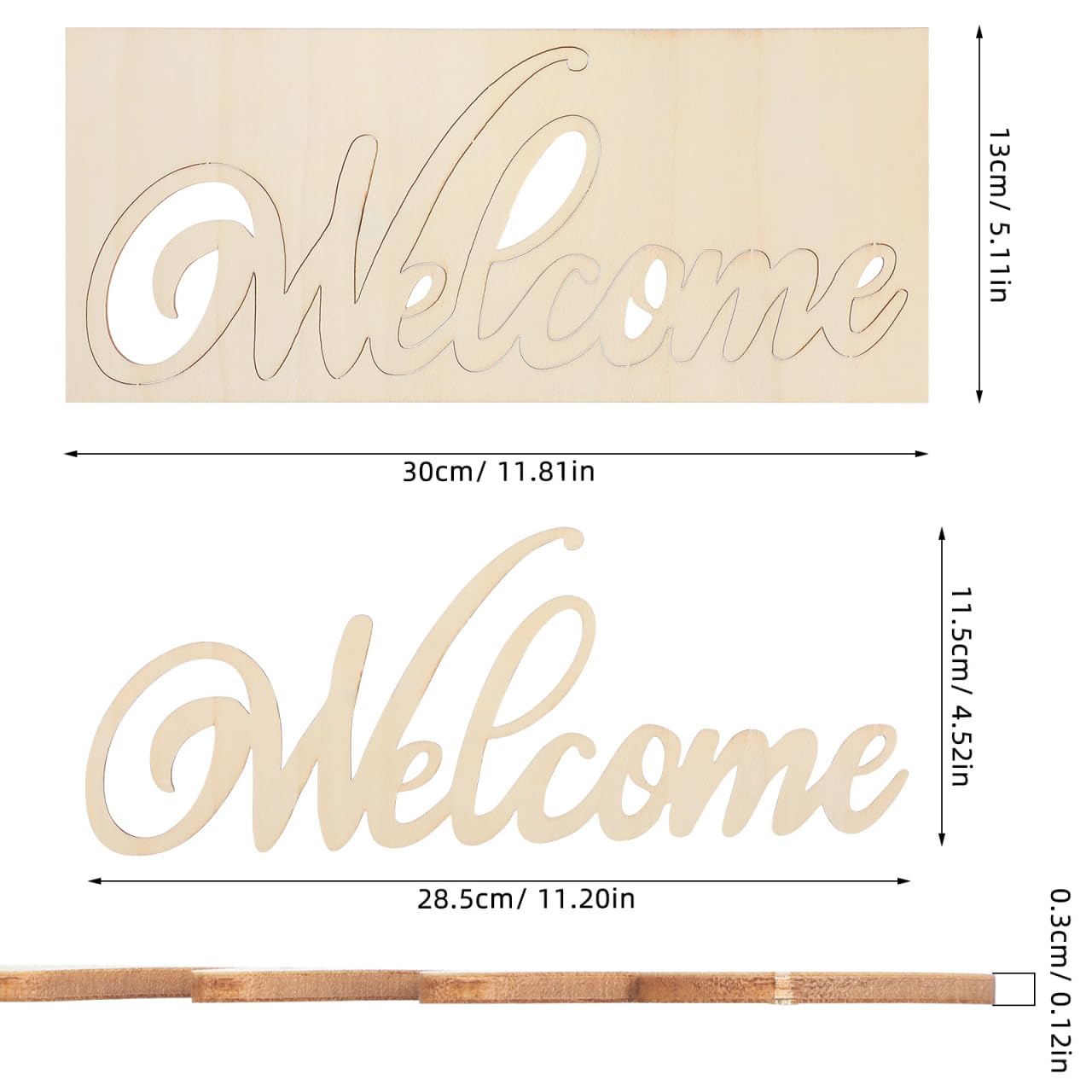 iplusmile 20Pcs Wooden Welcome Sign Wall Decor, Wood Cutout Hanging Art Sign Rustic for Front Door Gallery Home Apartment Kitchen Party Garden Farmhouse Porch, 11.2x4.5 Inch