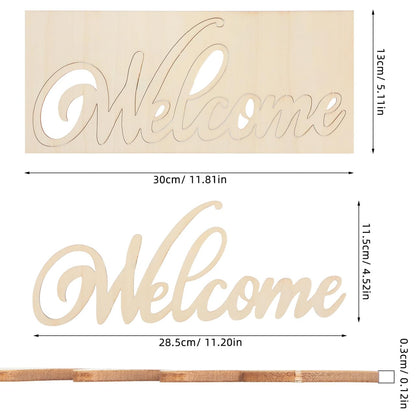 iplusmile 20Pcs Wooden Welcome Sign Wall Decor, Wood Cutout Hanging Art Sign Rustic for Front Door Gallery Home Apartment Kitchen Party Garden Farmhouse Porch, 11.2x4.5 Inch
