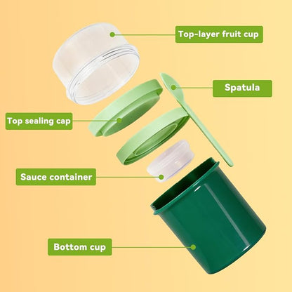 27oz Reusable Yogurt Parfait & Overnight Oats Cups – 100% Leakproof with Lid & Spoon, 4-Pack for Meal Prep, Breakfast & Gym Lunch(Pink,Green