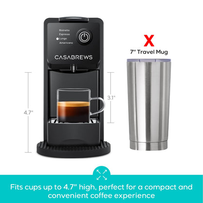 CASABREWS CM7036E Espresso Machine for Nespresso Original Pods, 20 Bar Compact Capsule Coffee Machine with 21 oz Removable Water Tank and 4 Brewing Modes, Mini Espresso Maker for Home or Office, Black