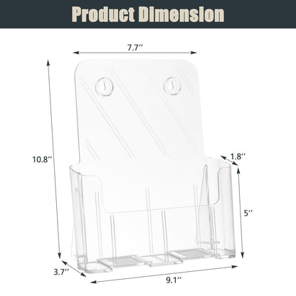 xydstay Acrylic Brochure Holder 8.5x11 Inches Slant Back Design, Clear Display Stand, Plastic Table Stand Sign Holder,Pamphlet Holder Flyer Holder, Acrylic Display Stand, Acrylic Table Signs Plastic Paper Holder for Office, Home, Store, 4 Pack