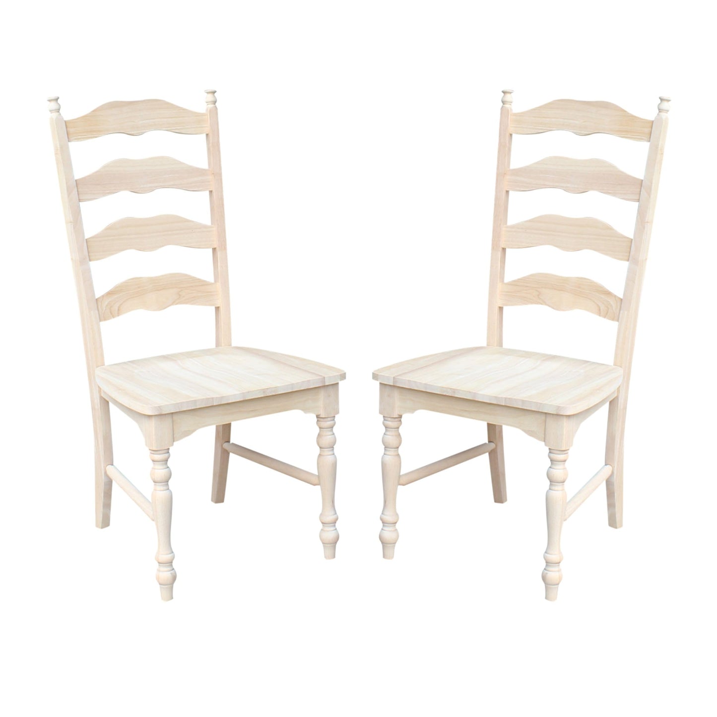 International Concepts Maine Ladderback Chairs, Solid Parawood, Unfinished (Set of 2)